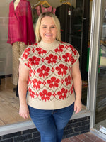Floral High Neck Sweater