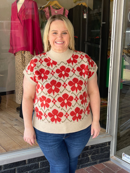 Floral High Neck Sweater
