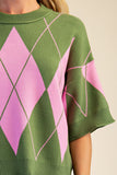 Argyle Pattern Crewneck Sweater