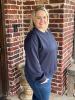 Cable Texture Knit Pullover Sweatshirt