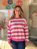Pink & White Stripe Knit Sweater