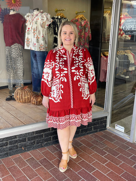 Boho Print Button-Down Mini Dress