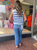 Stephi Striped Sweater Vest - Blue
