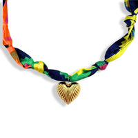Colorful Aztec Heart Scarf Bandana Necklace