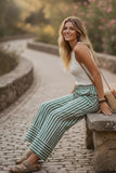Woven Stripe Wide Leg Pant