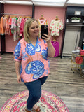 Floral V-Neck Puff Sleeve Top