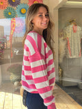 Pink & White Stripe Knit Sweater