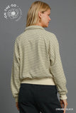 Henley Style Striped Sweatshirt