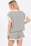 Striped Terry Top And Shorts Sets