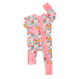 Cecelia Floral RUFFLE ZIP Bamboo One Piece Baby Outfit