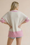 Stripe Popcorn Button Down Oversized Cardigan - Pink