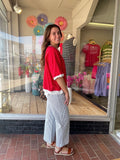 Relaxed Fit Polka Dot Button Front Top