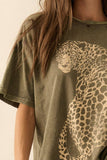 Cheetah Mineral-Washed Oversized Graphic Tee
