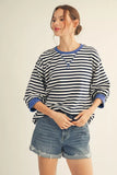 3/4 Sleeve Causal Striped Top