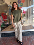 Round Neck Cap Sleeve Top - Olive