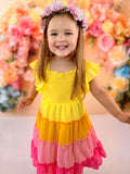 Ombre Ruffle Girls Dress Smocked Strap Dress