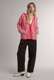 STRIPED SWEATER HOODED JACKET