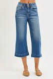 High Rise Crop Wide Double Button Jean