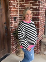 Ribbed Striped Sweatshirt Top