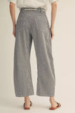 Striped Barrel Jean with Tie - Black