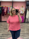 Textured Stripe Tee - Pink