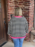 Ribbed Striped Sweatshirt Top