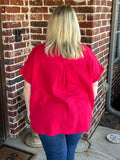 Textured Gauze Split-Neck Boho Blouse