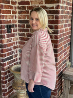 Striped Button Up - Rust