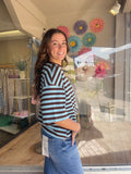 Striped Tee - Chocolate/Blue