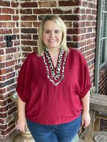 Classic Leopard Blouse - Red