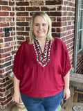 Classic Leopard Blouse - Red