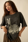 Zebra Vintage-Wash Oversize Graphic Tee