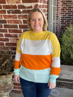 Round Neck Color Block Oversize Sweater