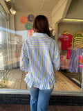 Striped Button Down Peplum Top
