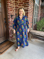 Floral Print Maxi Dress with Bubble Sleeves