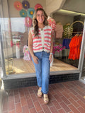 Stephi Striped Sweater Vest - Coral