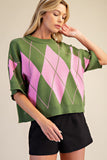 Argyle Pattern Crewneck Sweater