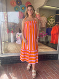 Sherbet Striped Dress - Orange