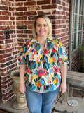 Floral Print Smocked Top