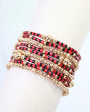 Renee Beaded Bracelet Set Red Black