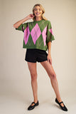 Argyle Pattern Crewneck Sweater