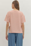 Textured Striped Tee - Red & Cream