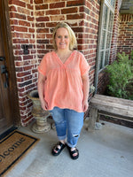 CORAL-WASHED DOUBLE GAUZE RAW EDGE SHORT SLEEVE SHIRT