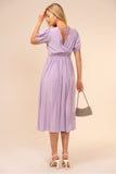 PUFF SLEEVE EMBROIDERED MIDI DRESS