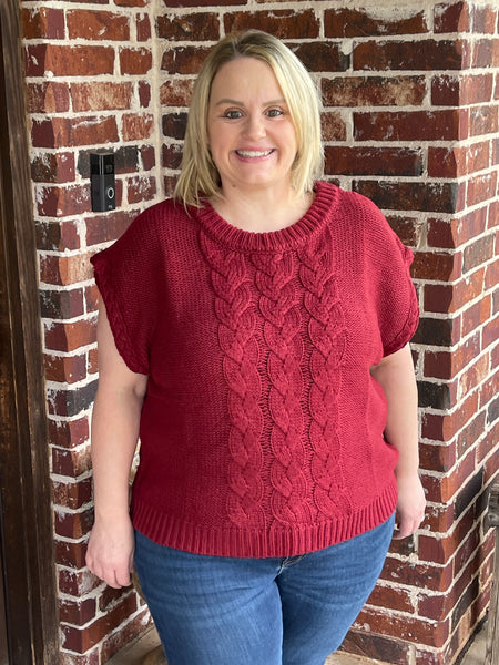 Cable Knit Sleeveless Sweater Vest