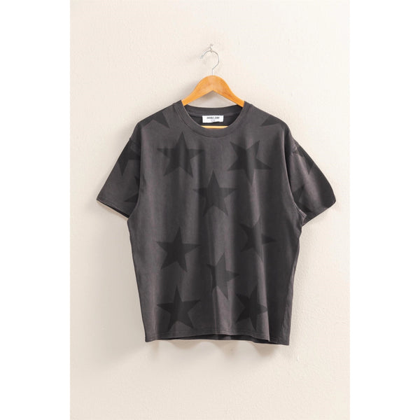 Washed Star Pattern Short Sleeve Tee