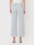 High Rise Patch Pocket Crop Striped Wide Leg Jeans