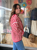 STRIPED SWEATER HOODED JACKET