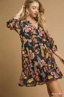 Tropical Floral Ruffle Mini Dress