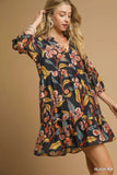Tropical Floral Ruffle Mini Dress